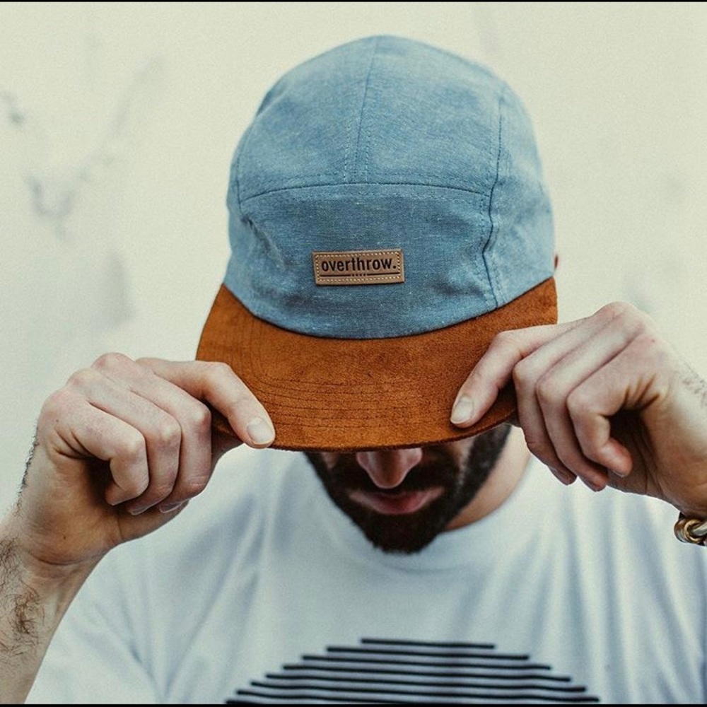 Oswego camp hat 5-panel hat chambray/suede NEW